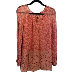 Tory Burch Womens Floral Print Long Sleeve Blouse Size 10
